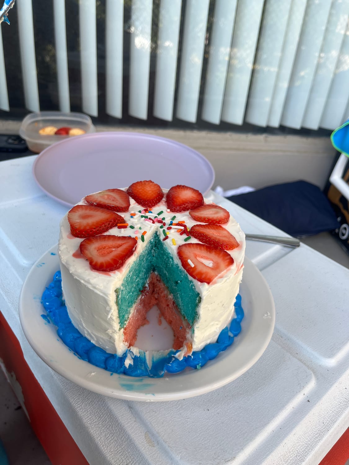 A strawberry layer cake Ava baked