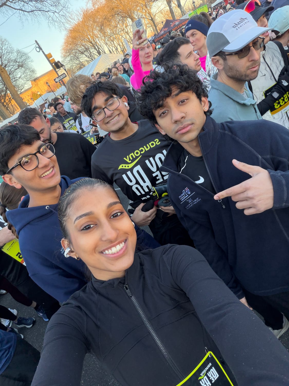 Ava and friends at the start of a road race