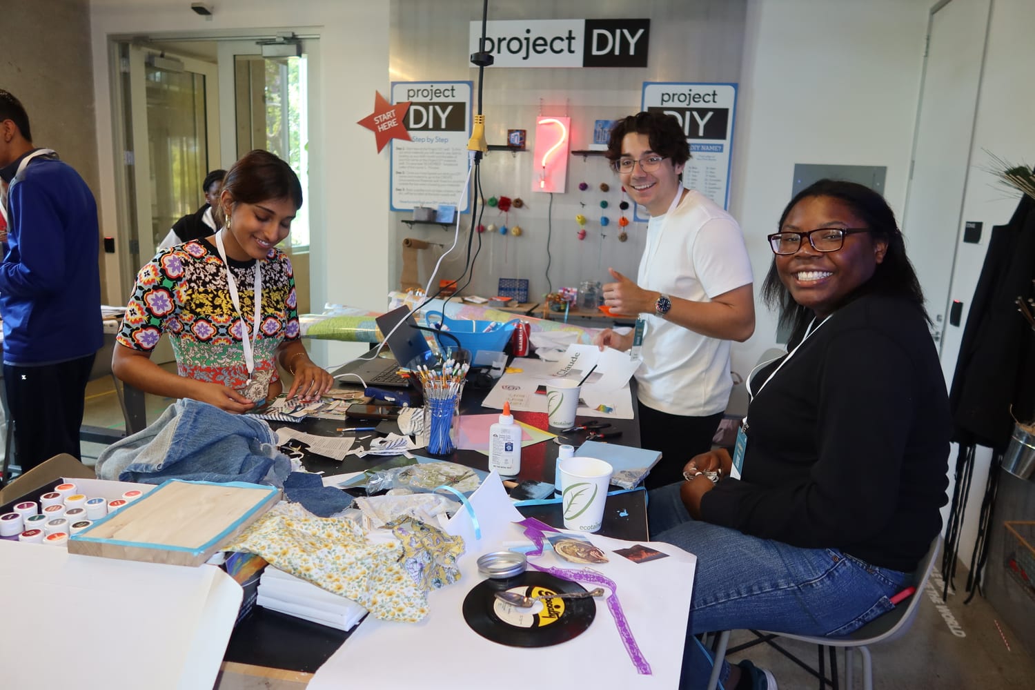 Ava at a hands-on "project DIY" craft table