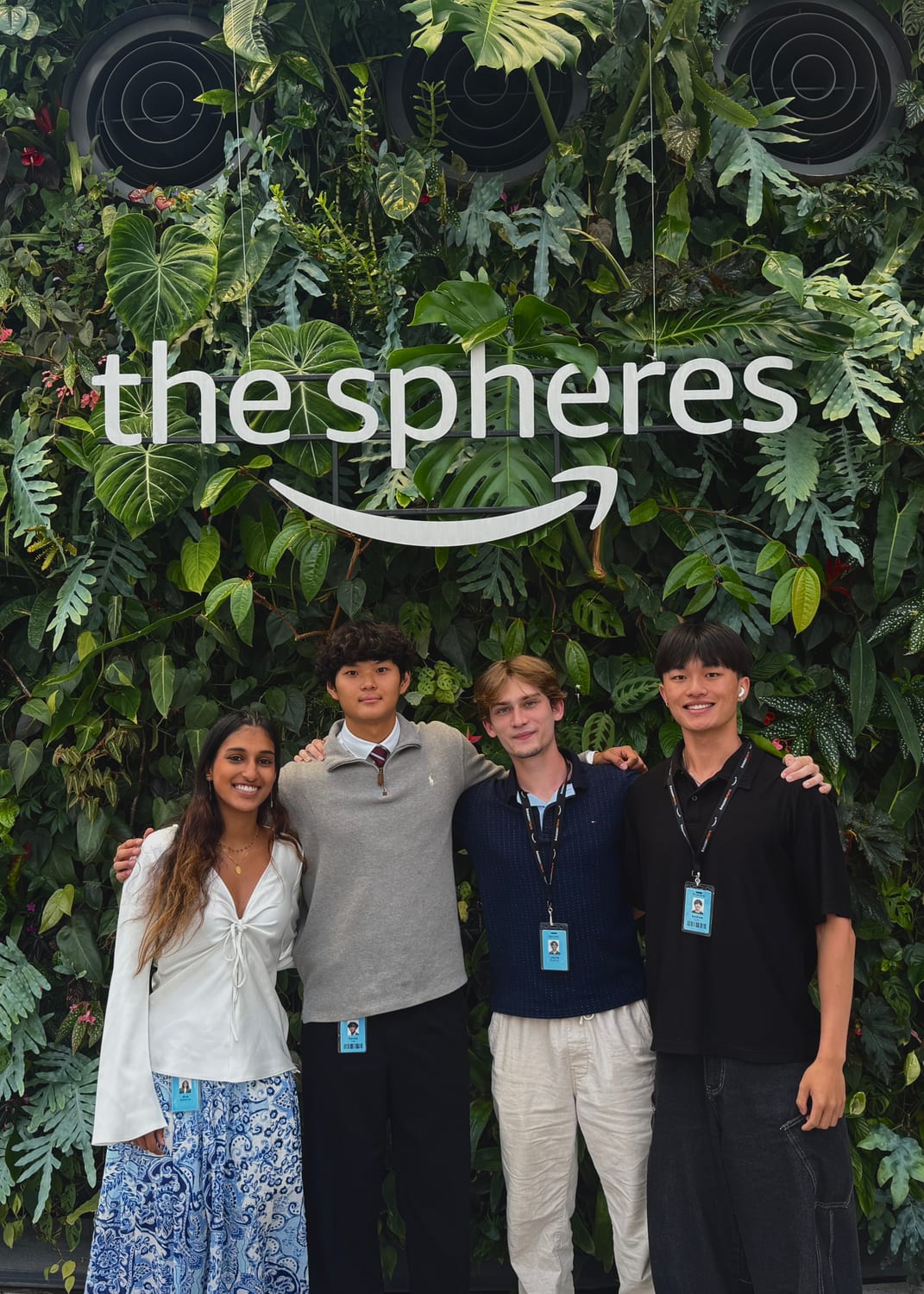 Ava and fellow Amazon interns at the Spheres