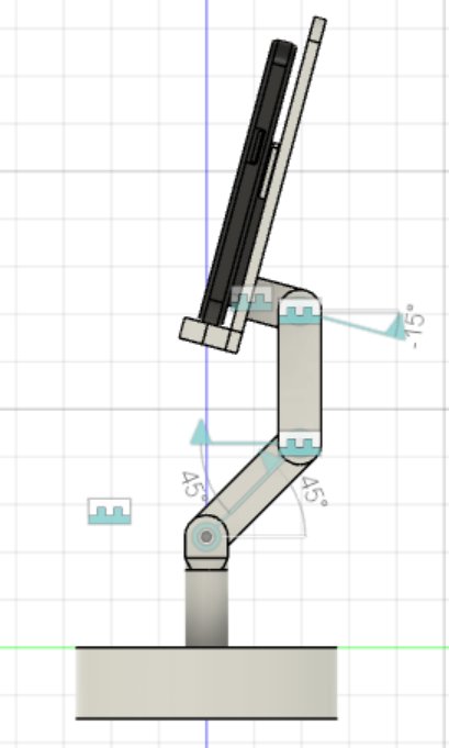 A side profile showing how far the phone tilts to change viewing angle.